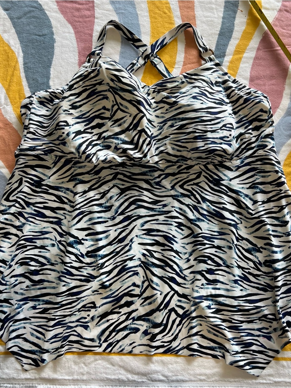 EVRI Black and White Zebra Print Tankini Top